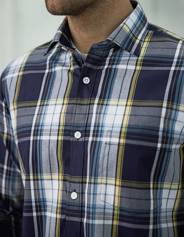 Tropical Blue Cotton Check Shirt